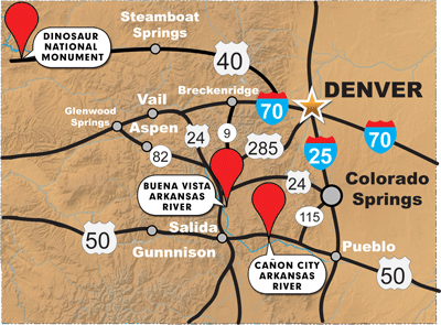 Colorado white water rafting map