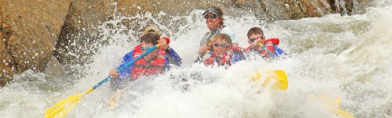 Group rafting on the Araknnsas River in Colorado with River Runners. 